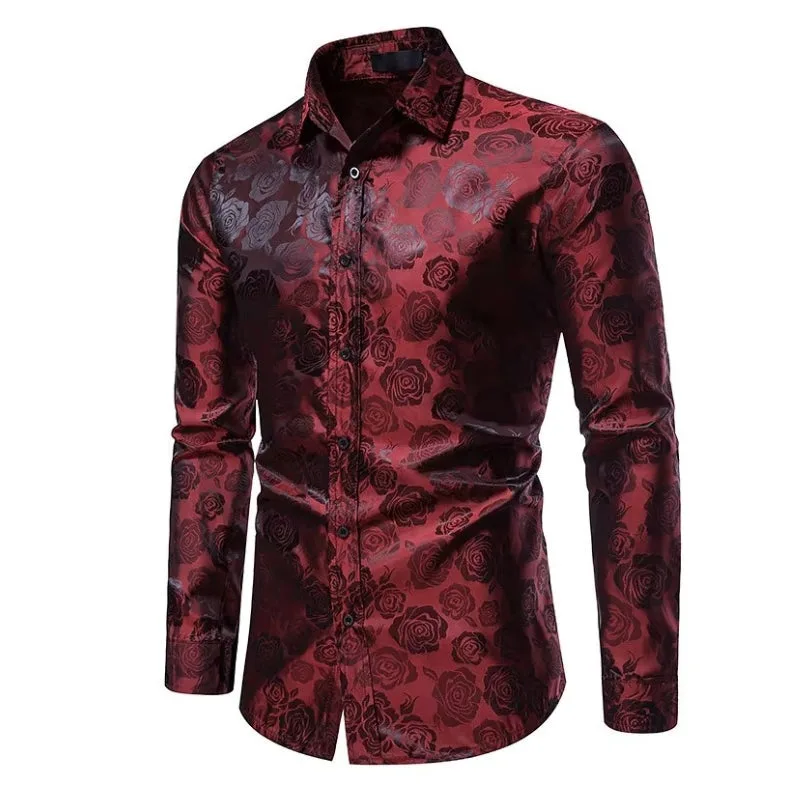 View 2 — Men’s steampunk shirt — red flower