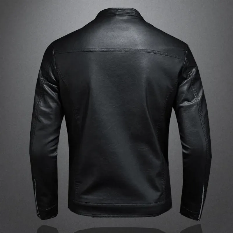 View 2 — Men’s steampunk jacket — biker PU faux leather