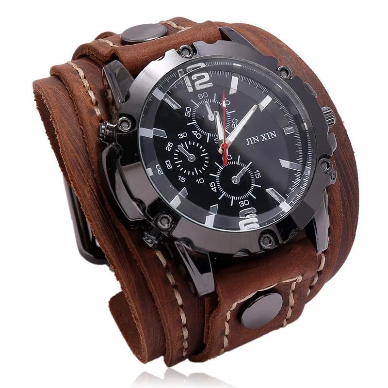 Steampunk watch — bracelet force leather