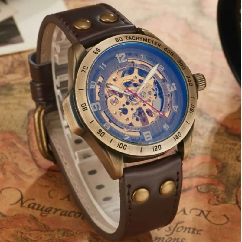 View 3 — Men’s steampunk watch — visible movement