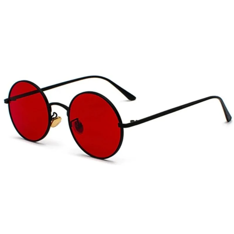 Vintage-style steampunk sunglasses — red round
