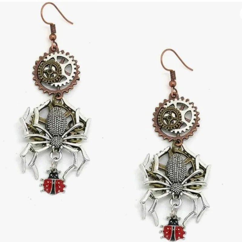 Steampunk earrings — spider