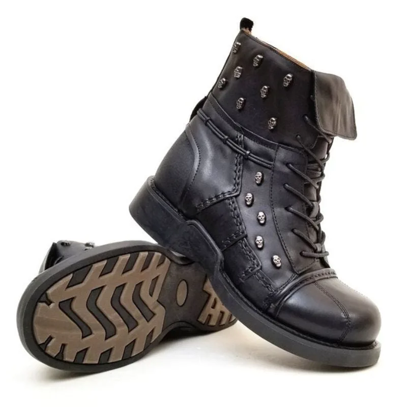 View 5 — Men’s steampunk ankle boots — motorcycle leather