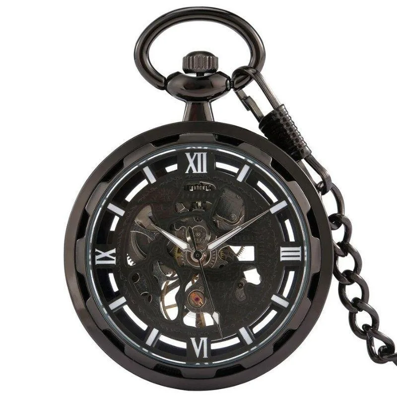 Steampunk pocket watch — skeleton black