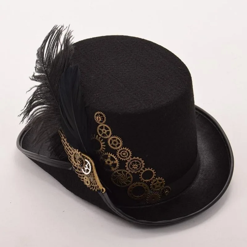 View 3 — Victorian steampunk hat — with feather