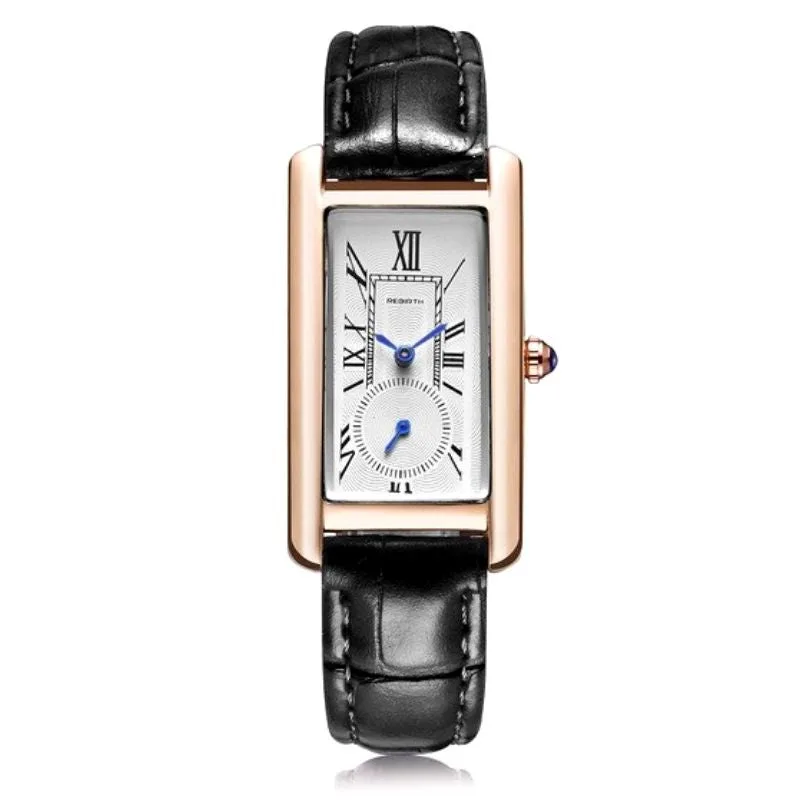 Women’s vintage-style steampunk watch — rectangular