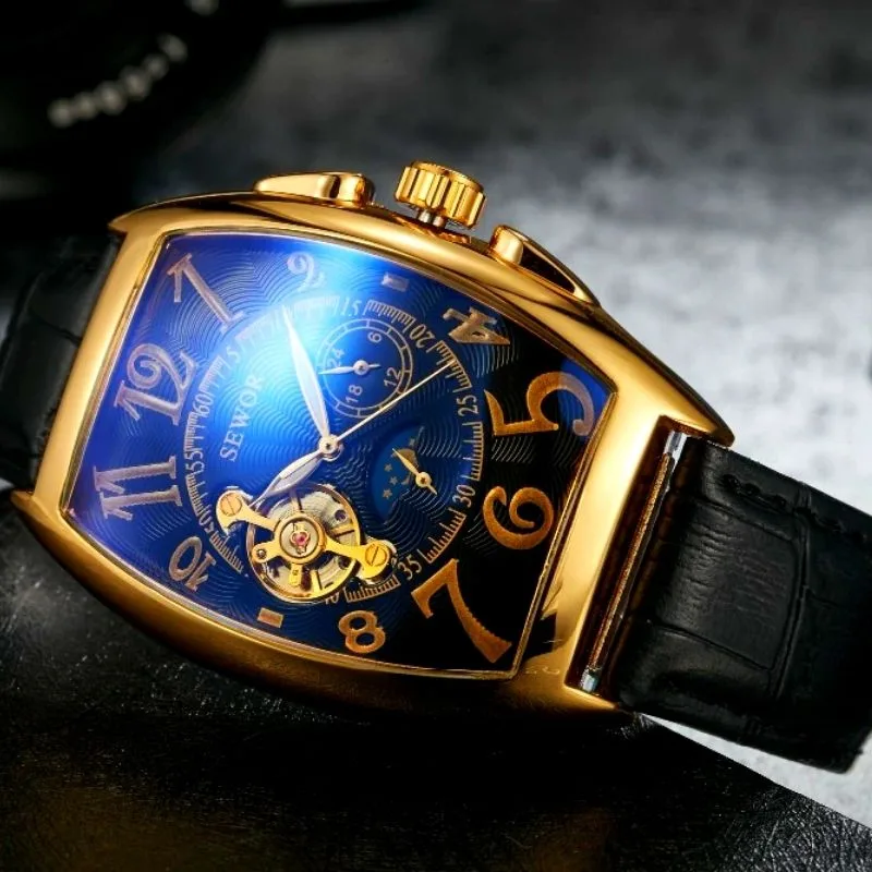 View 10 — Men’s vintage-style steampunk watch — rectangular