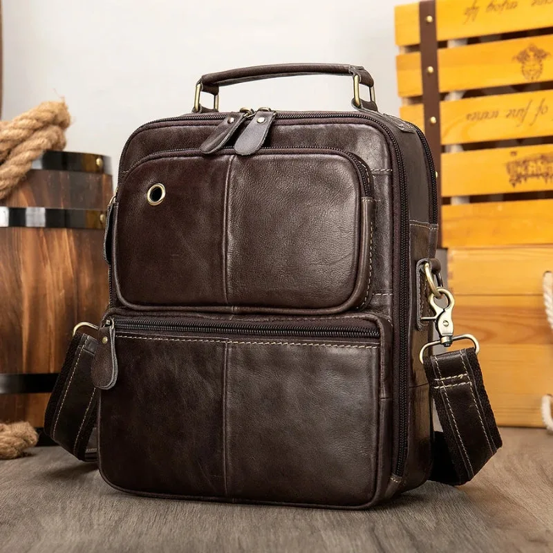 View 6 — Men’s vintage-style steampunk bag — Shoulder leather