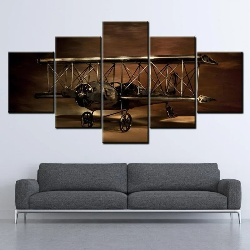 Vintage-style steampunk wall art — aeroplane