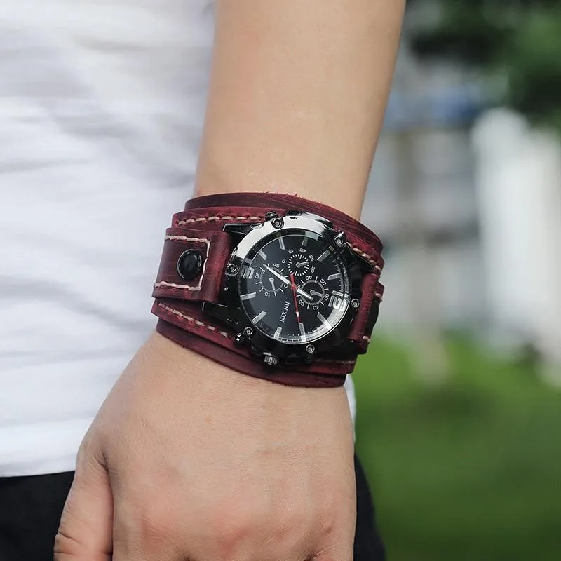 View 3 — Steampunk watch — bracelet force leather