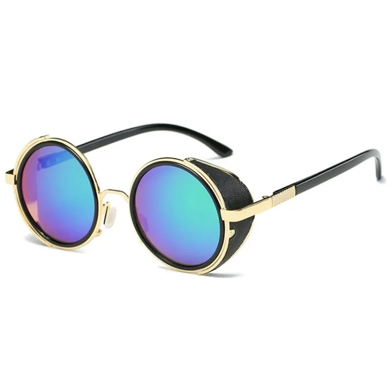 Retro steampunk sunglasses — round