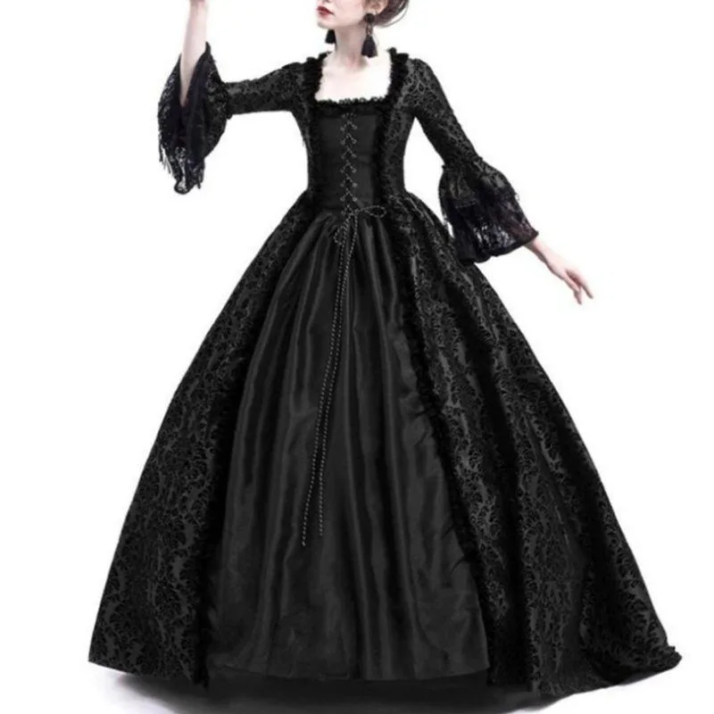 View 2 — Victorian antique-style steampunk dress — black