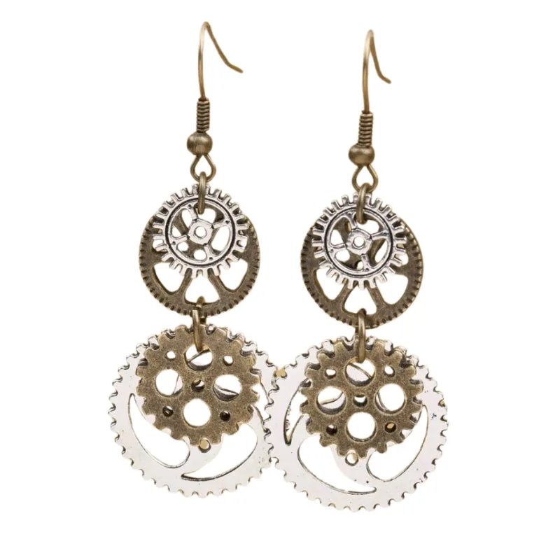 Steampunk earrings — cog