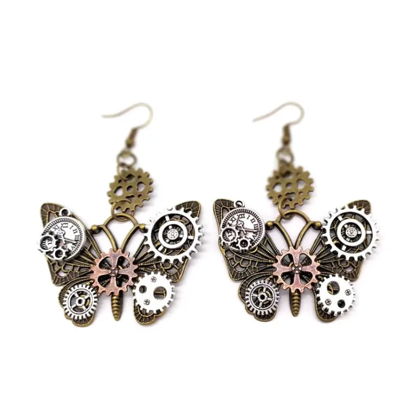 Steampunk earrings — butterfly