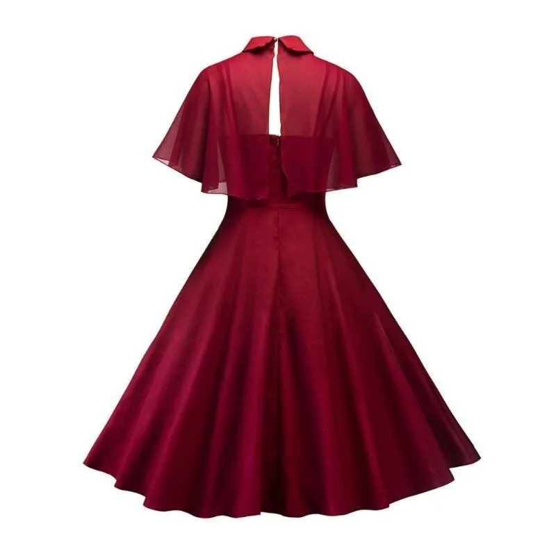 View 2 — Vintage-style steampunk dress — red