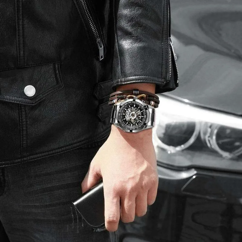 View 2 — Men’s mechanical steampunk watch — skeleton
