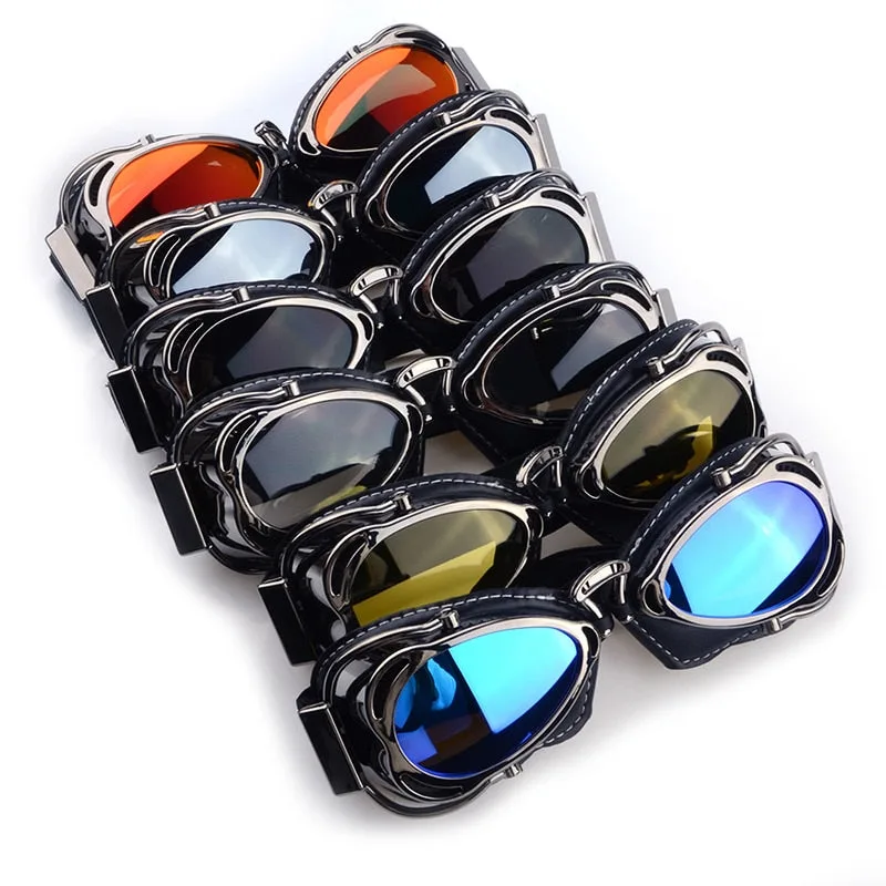 View 3 — Vintage-style steampunk sunglasses — motorcycle