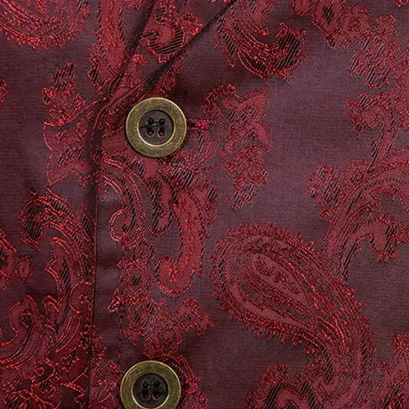 View 5 — Men’s gothic steampunk jacket — costume sleeveless red