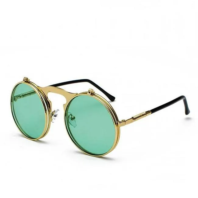View 8 — Vintage-style steampunk sunglasses — Flip Up