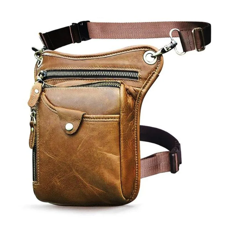 View 6 — Men’s vintage-style steampunk satchel — shoulder strap leather