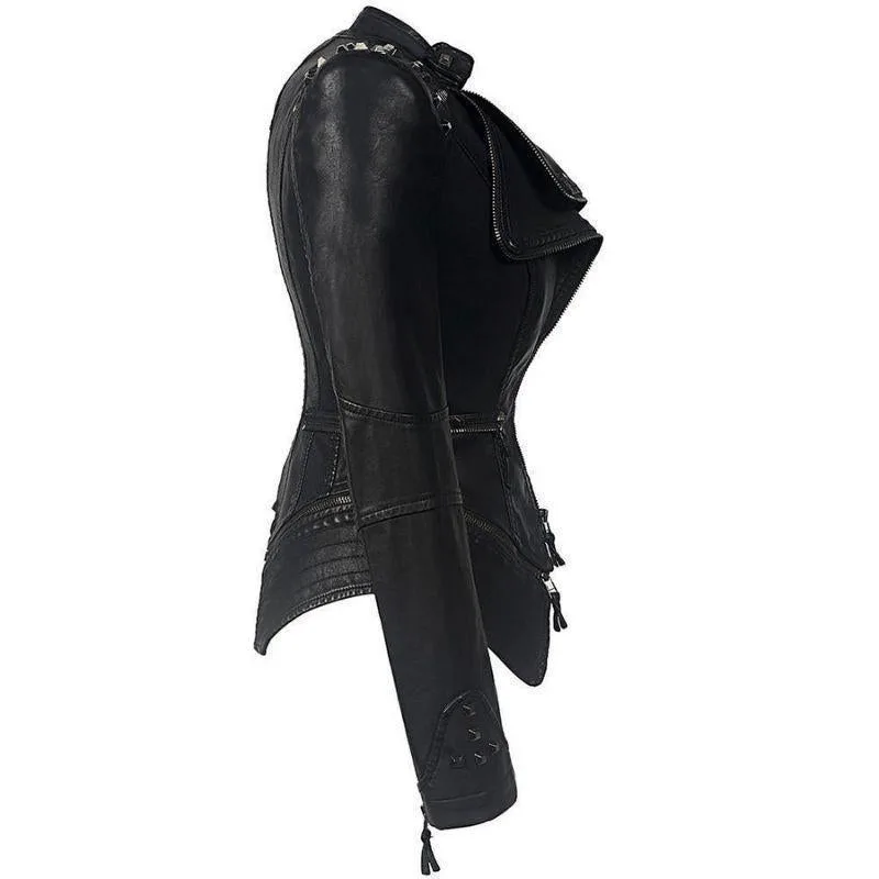View 2 — Women’s gothic steampunk jacket — faux leather