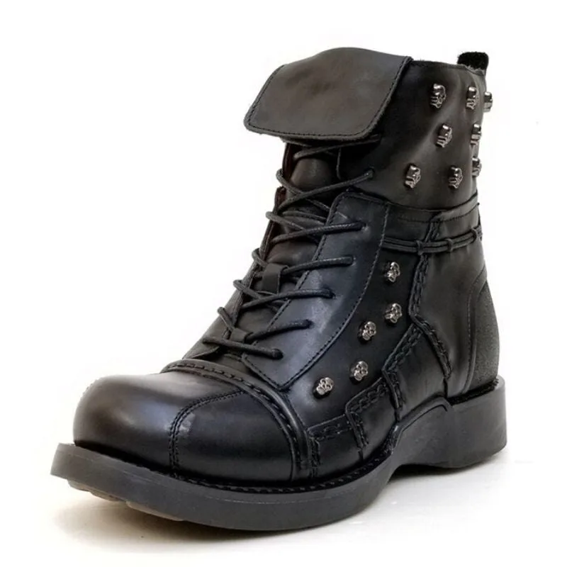 Men’s steampunk ankle boots — motorcycle leather