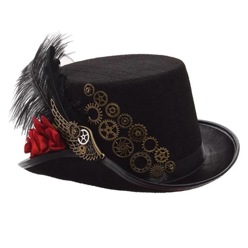 Victorian steampunk hat — with feather