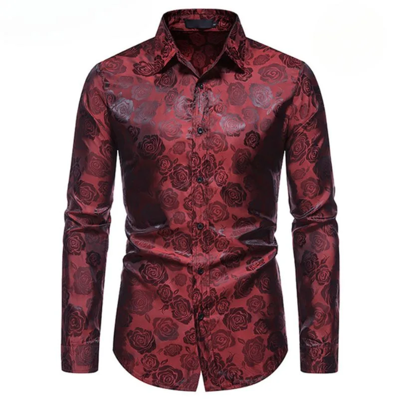 Men’s steampunk shirt — red flower