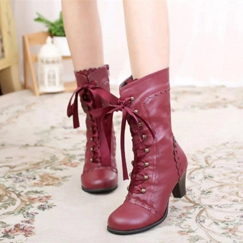 View 9 — Victorian steampunk ankle boots — lacing