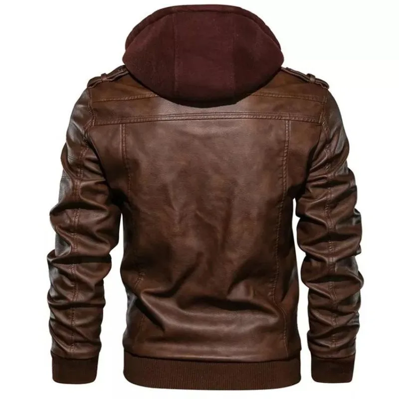 View 5 — Men’s steampunk jacket — PU faux leather hood