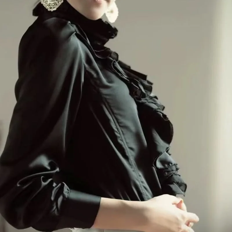 View 4 — Women’s steampunk shirt — black