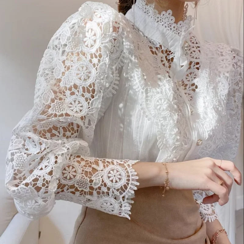 View 2 — Victorian steampunk blouse — lace collar