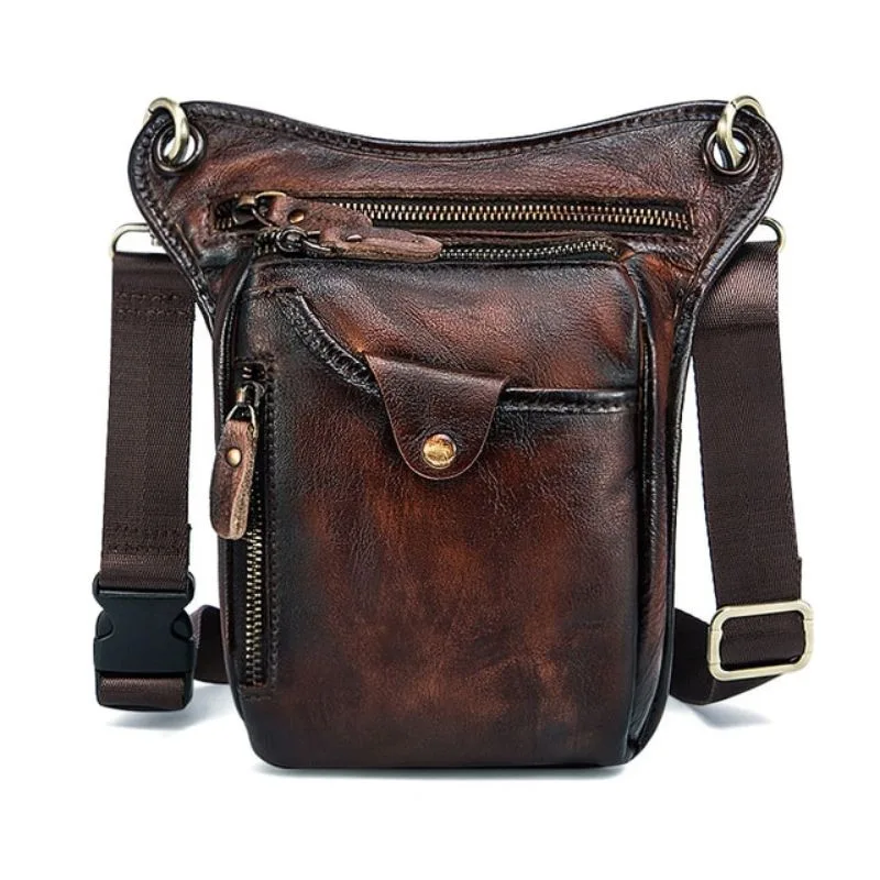 View 7 — Men’s vintage-style steampunk satchel — shoulder strap leather