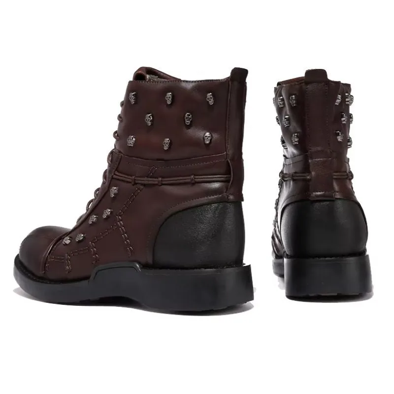 View 5 — Steampunk ankle boots — motorcycle brown