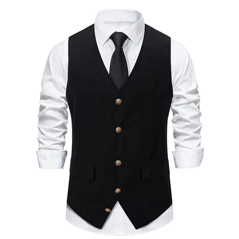 Retro steampunk waistcoat — costume black