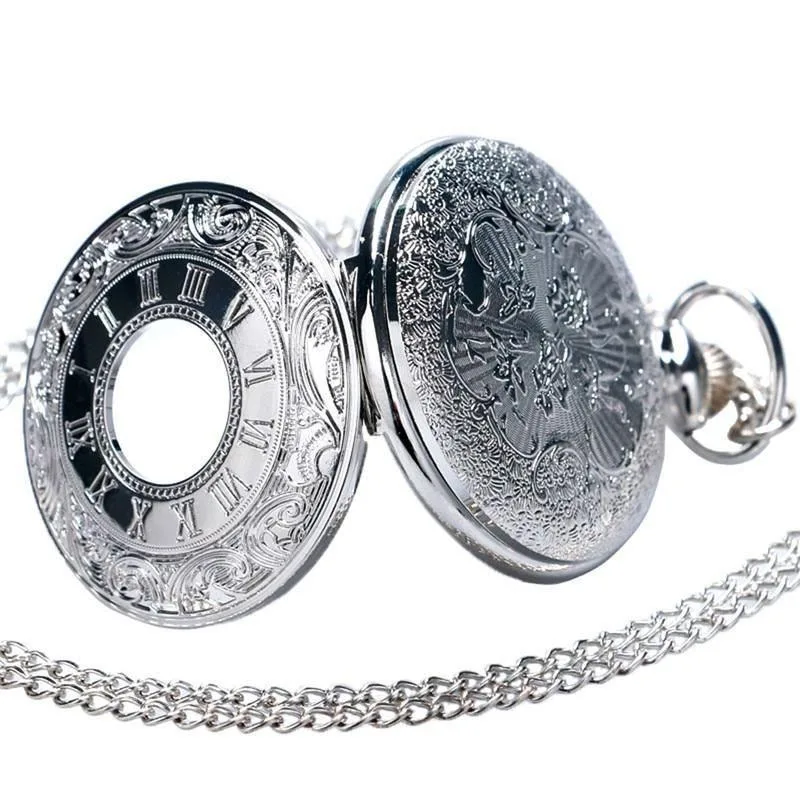 View 4 — Women’s antique-style steampunk pocket watch — silver-coloured