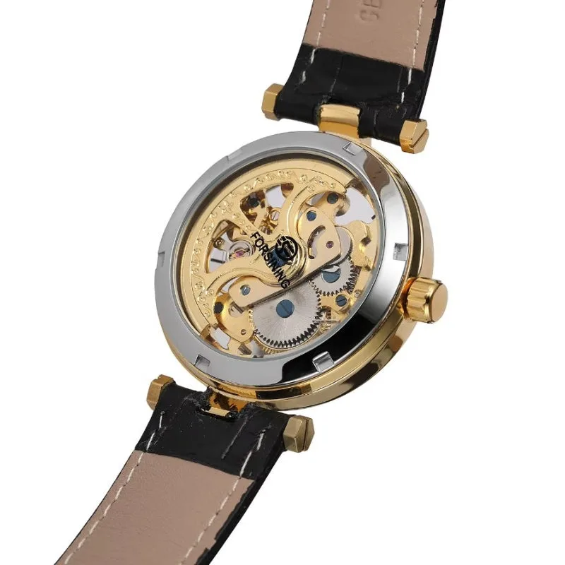 View 3 — Women’s steampunk skeleton watch — bracelet leather