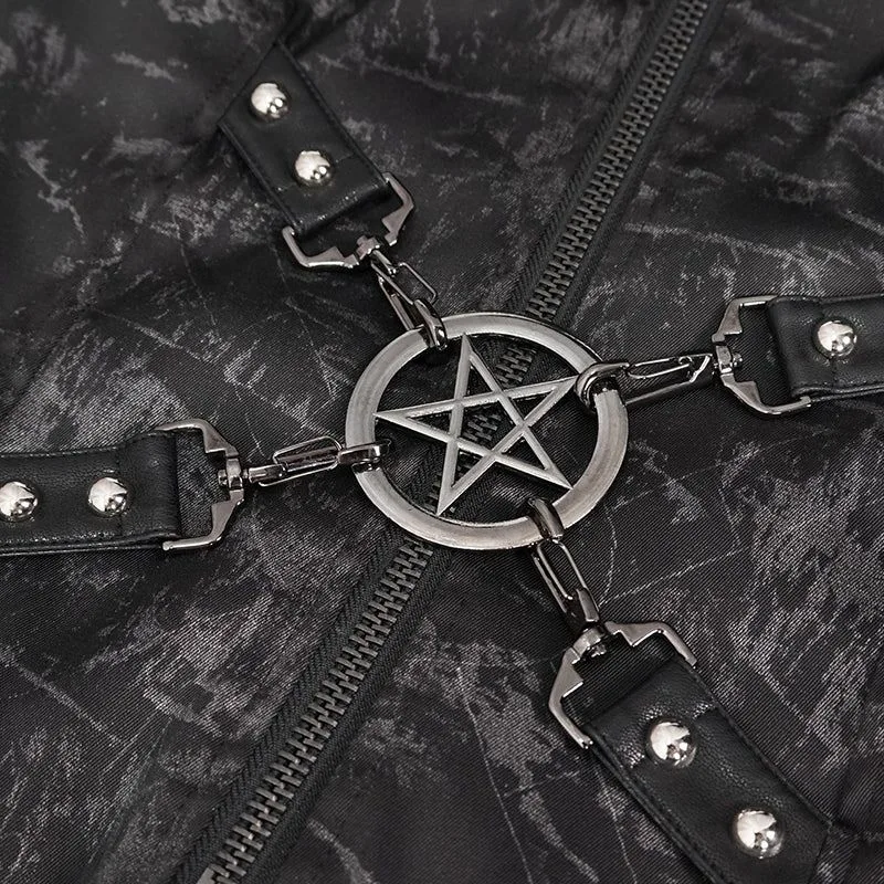 View 6 — Women’s steampunk coat — metal Rock punk