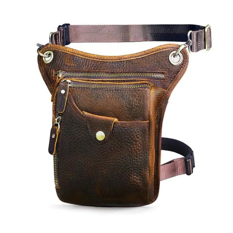 View 3 — Men’s vintage-style steampunk satchel — shoulder strap leather