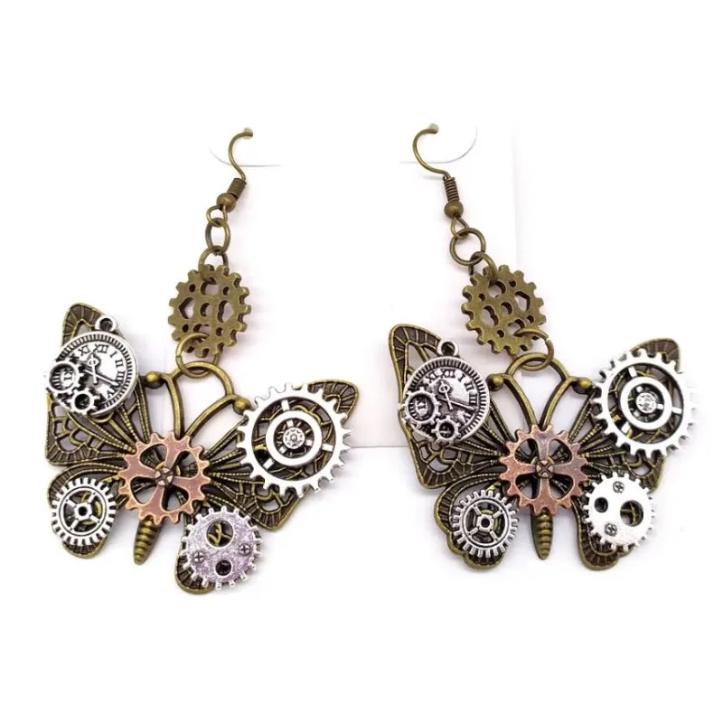 View 2 — Steampunk earrings — butterfly
