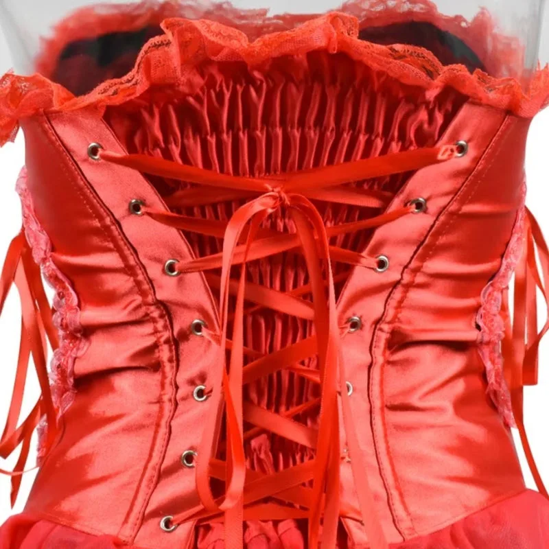 View 6 — Women’s retro steampunk corset — red