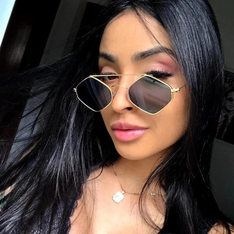 View 2 — Women’s steampunk sunglasses — hexagonal