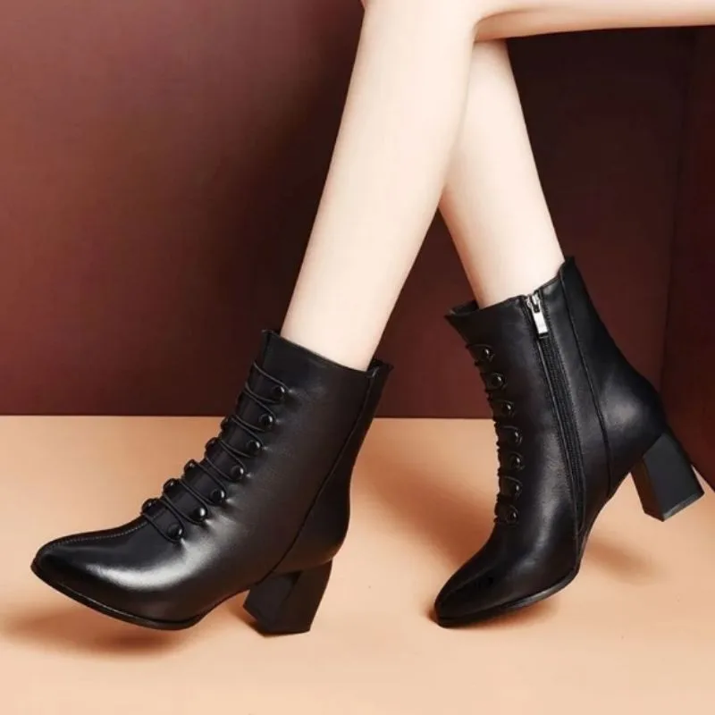 View 3 — Steampunk ankle boots — buttons PU black