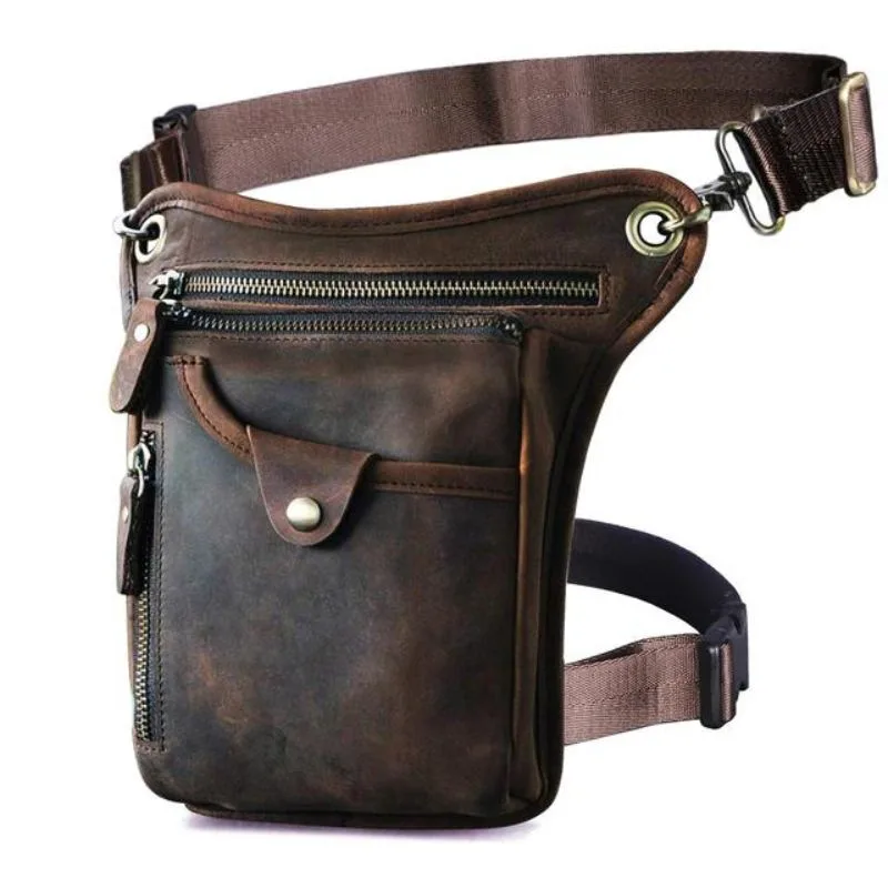 View 5 — Men’s vintage-style steampunk satchel — shoulder strap leather