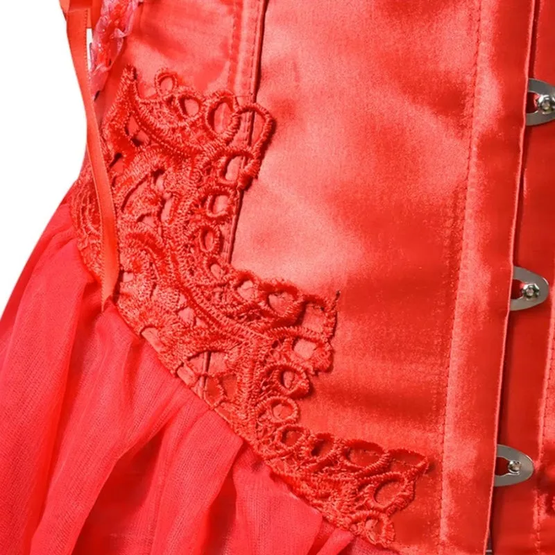 View 4 — Women’s retro steampunk corset — red