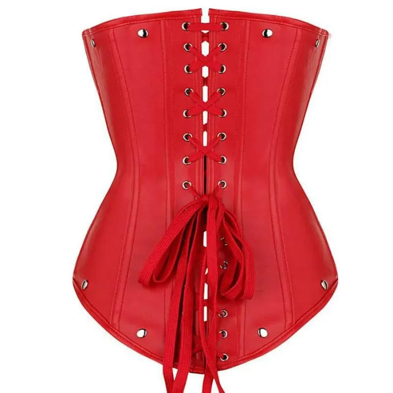 View 4 — Steampunk corset — PU faux leather red