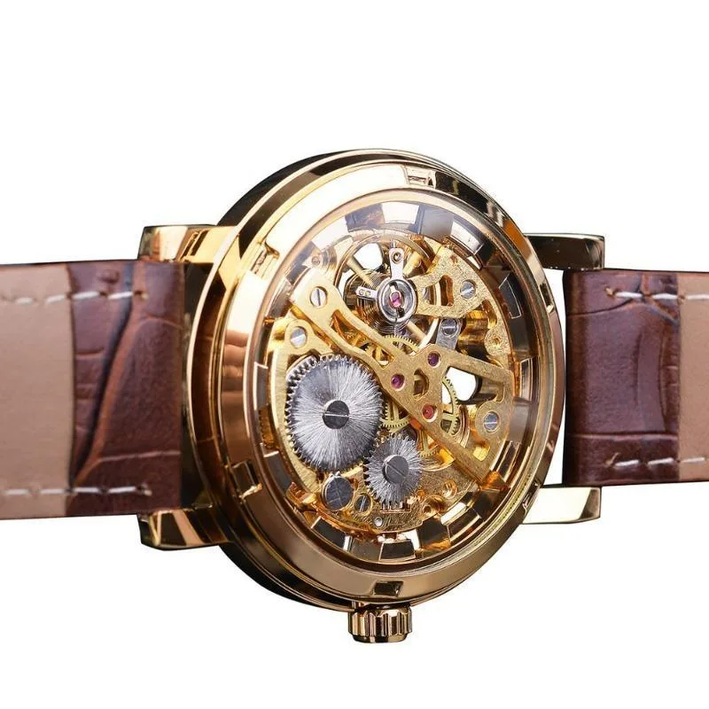 View 6 — Men’s steampunk watch — skeleton bracelet faux leather