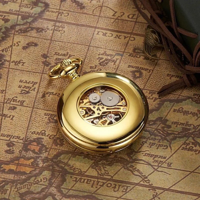 View 4 — Women’s antique-style steampunk pocket watch — gold colour