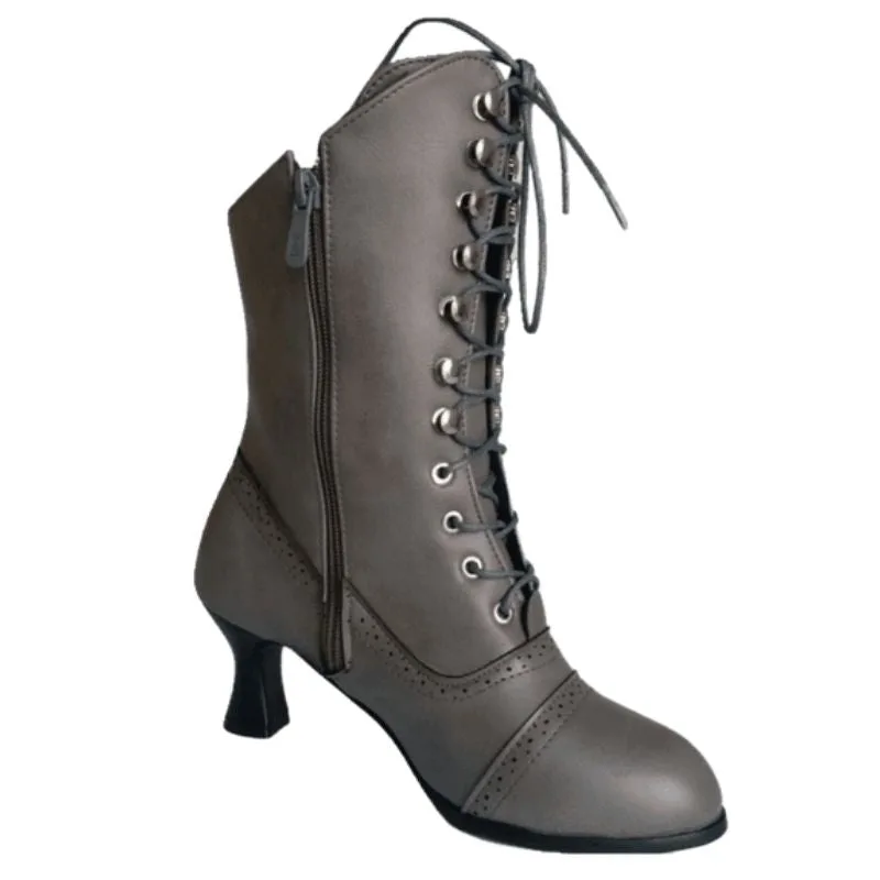 View 2 — Women’s steampunk ankle boots — grey lacing