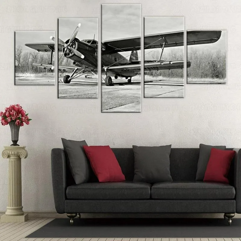 View 3 — Steampunk wall art — aeroplane black and white
